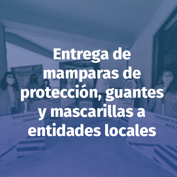 Entrega de mamparas de protección, guantes y mascarillas a entidades locales